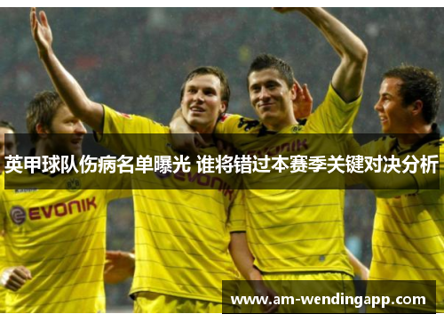 英甲球队伤病名单曝光 谁将错过本赛季关键对决分析